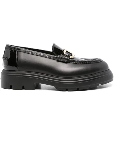 Ferragamo Brooke Loafers With Chunky Sole And Gold-tone Hardware In Black