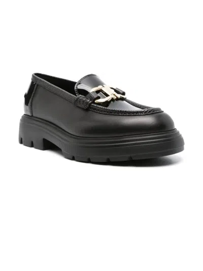 Ferragamo Brooke Loafers With Chunky Sole And Gold-tone Hardware In Black
