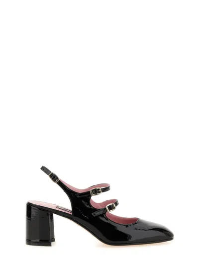 Carel Banana Leather Mary Jane Slingback Pumps In Vernis Noir