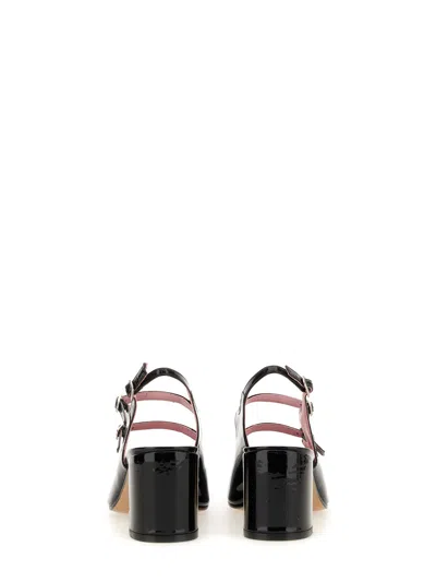 Carel Banana Leather Mary Jane Slingback Pumps In Vernis Noir