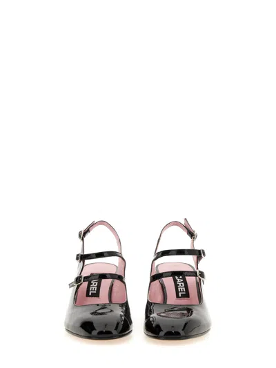 Carel Banana Leather Mary Jane Slingback Pumps In Vernis Noir