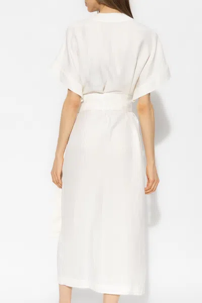 Ferragamo Short-sleeve Belted Maxi Dress In White