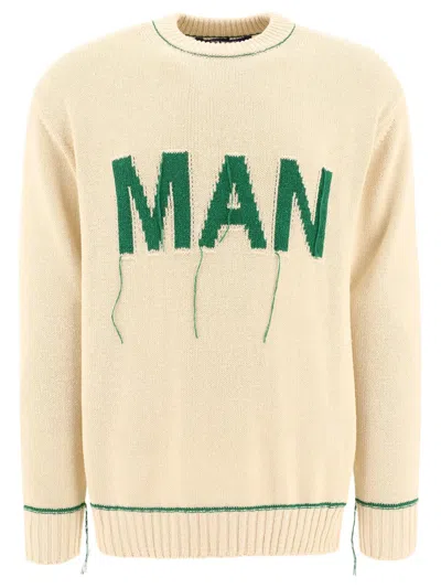 Junya Watanabe Man Sweater In Natural X Green