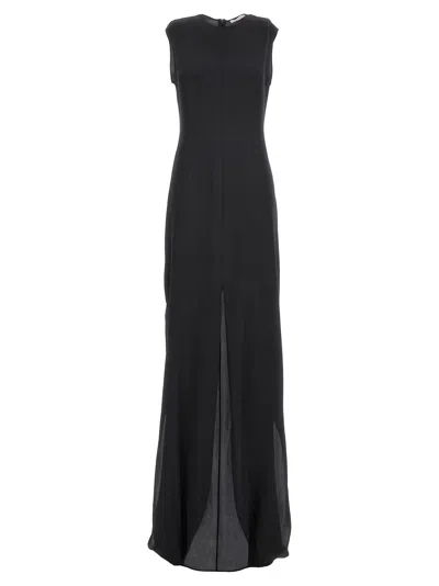 The Row Draped Silk Mini Dress In Black