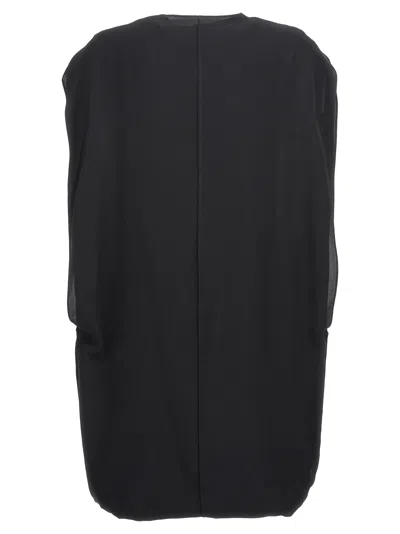 The Row Draped Silk Mini Dress In Black