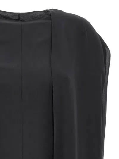 The Row Draped Silk Mini Dress In Black