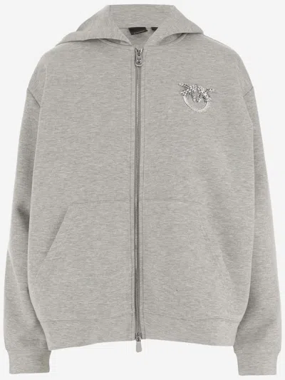 Shop Pinko Viscose Blend Sweatshirt With Logo In Grigio Pioggerella