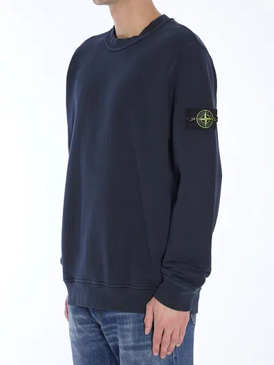 Shop Stone Island Cotton Sweatshirt In Blue