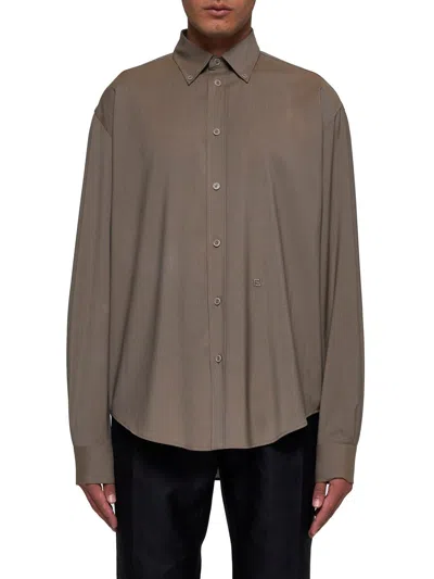 Fendi Long Sleeved Buttoned Shirt In Nutmeg