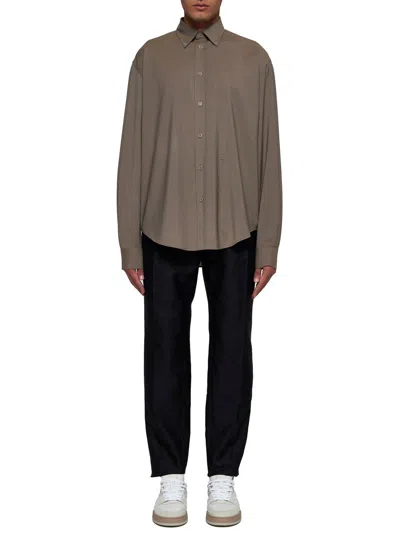 Fendi Long Sleeved Buttoned Shirt In Nutmeg