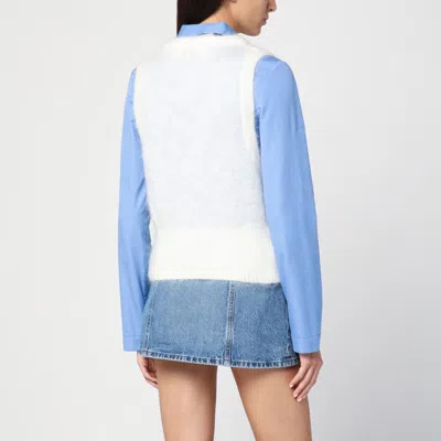 Shop Ganni White Mohair Lace-up Vest