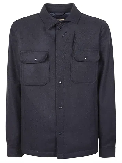 Shop Woolrich Long-sleeved Straight Hem Shirt In Blu