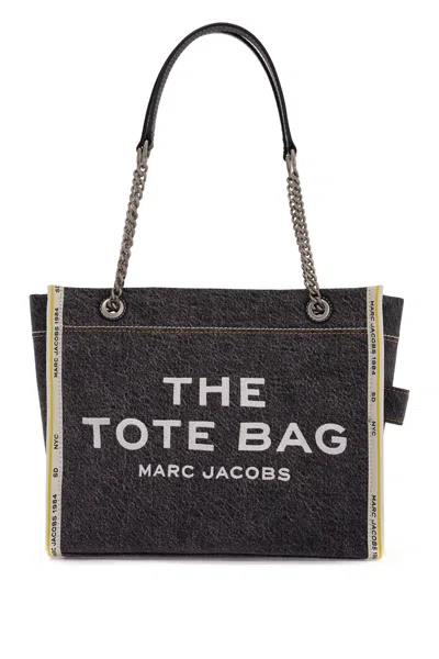 Shop Marc Jacobs The Denim Chain Medium Tote Bag - In Black Wash