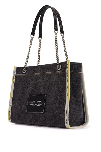 Shop Marc Jacobs The Denim Chain Medium Tote Bag - In Black Wash