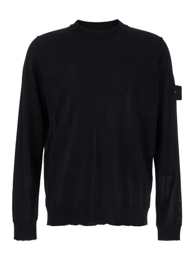 Shop Stone Island Merinos Girocollo In Black