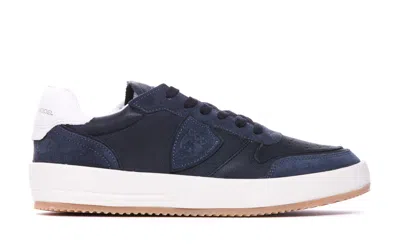 Philippe Model Paris Smooth Grain Suede Panelled Sneakers In Black