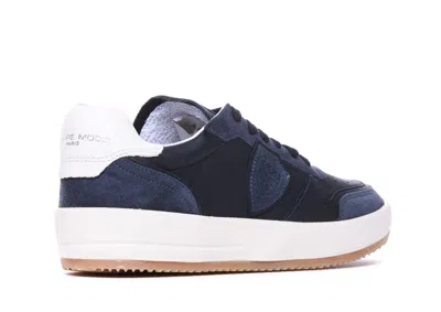 Philippe Model Paris Smooth Grain Suede Panelled Sneakers In Black