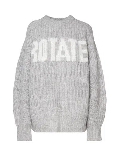 Shop Rotate Birger Christensen Knitted Logo Sweatshirt In Grigio