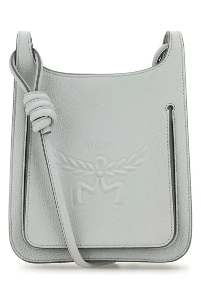 Shop Mcm Light Grey Leather Mini Himmel Hobo Crossbody Bag