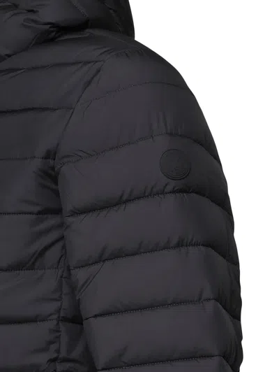 Save The Duck Logo-patch Padded Hooded Jacket In Black