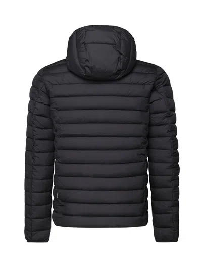 Save The Duck Logo-patch Padded Hooded Jacket In Black