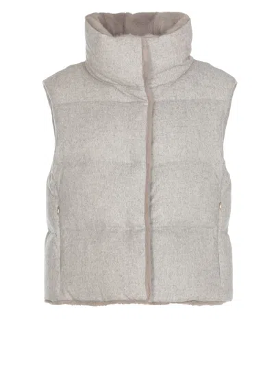 Shop Herno Silk And Cashmere Vest In Grey