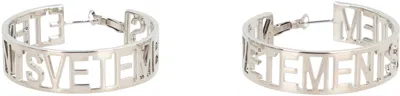 Vetements Logo Hoop Earrings In Grigio