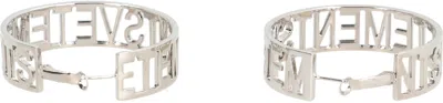 Vetements Logo Hoop Earrings In Grigio