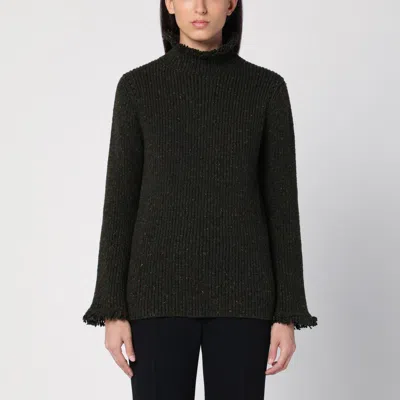 Shop Burberry Dark Green Wool Turtleneck