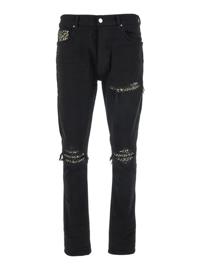 Shop Amiri Leopard Mx1 Jean In Black