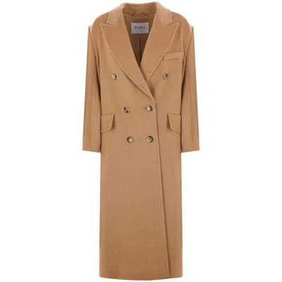 Max Mara Lvr Exclusive Camel Drap Midi Coat In Brown