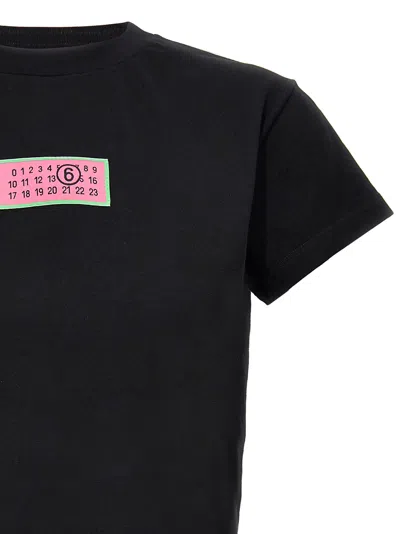 Shop Mm6 Maison Margiela Logo Label T-shirt In Black