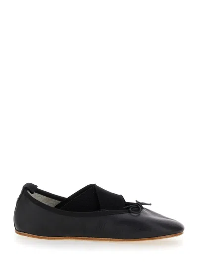 Shop Repetto Gianna Black Ballet Flats With Elastic Bands In Leather Woman