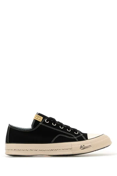 Visvim Skagway Lo Leather-trimmed Canvas Sneakers In Black