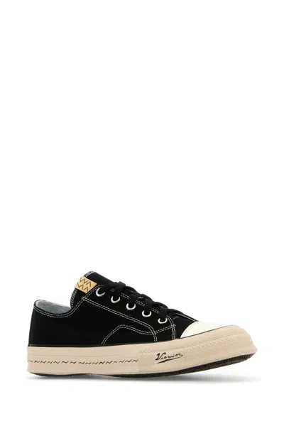 Visvim Skagway Lo Leather-trimmed Canvas Sneakers In Black