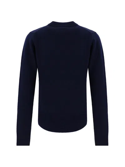 Ami Alexandre Mattiussi Blue Crewneck Sweater With Argyle Motif In Wool And Cashmere Man In Beige