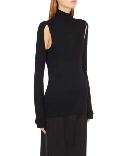 Helmut Lang Air Cut-out Turtleneck Jumper In Black