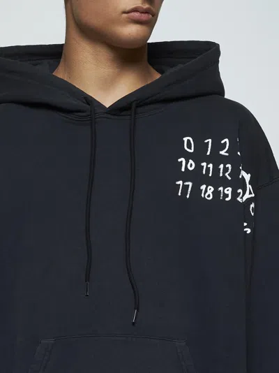 Shop Mm6 Maison Margiela Logo Cotton Hoodie In Black