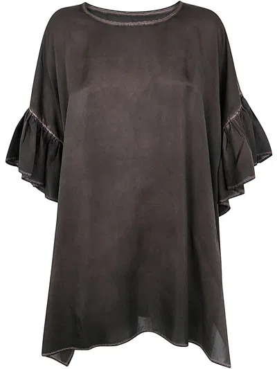 Uma Wang Ruffle Detailed Top In Brown