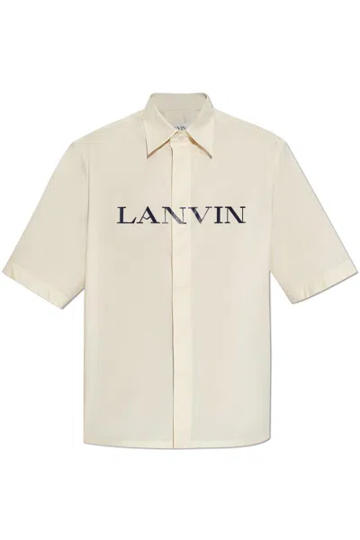 Shop Lanvin Shirt With Logo In Neutrals