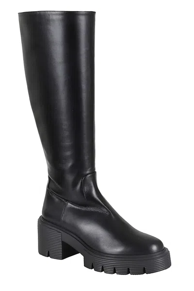 Stuart Weitzman Soho Calf-length Leather Boots In Blk Black