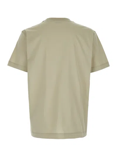 Shop Burberry Green T-shirt With  Logo At The Front In Cotton Man