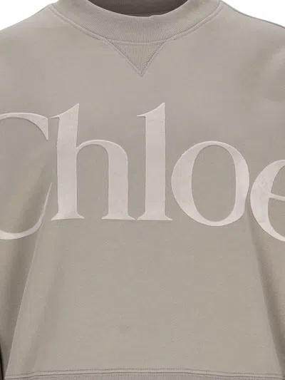 Shop Chloé Logo Crewneck Sweatshirt In Grey