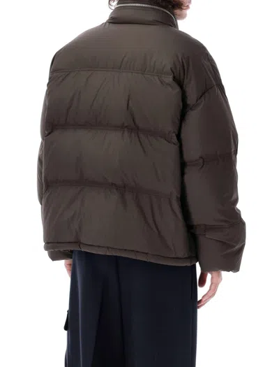 Ami Alexandre Mattiussi Ami De Coeur Logo Puffer Jacket In Brown