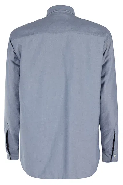 Aspesi Padded Cotton Shirt Jacket With Button-down Collar In Avio