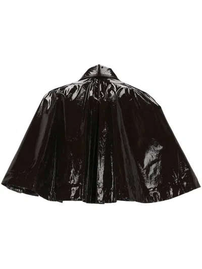Chloé Glossy Cape Silhouette Jacket In Brown