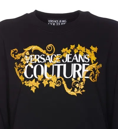 Shop Versace Jeans Couture Baroque Logo Sweatshirt In Black