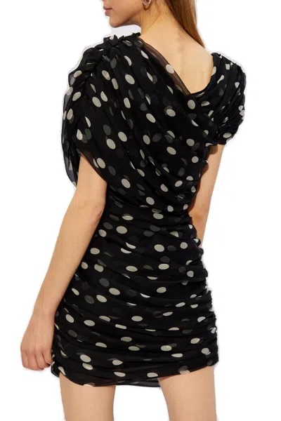 Saint Laurent Asymmetrical Gathered Dress In Black