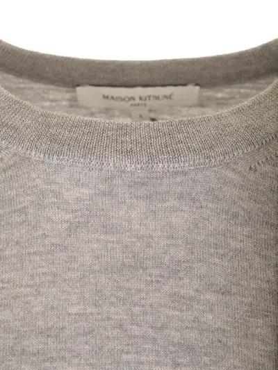 Maison Kitsuné Wool Sweater For Cozy Warmth In Grey