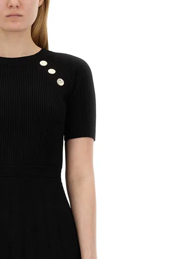 Shop Michael Kors Stretch Knit Longuette Dress In Black